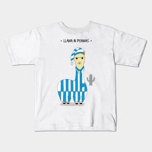 Cute Llama in Pyjamas Cartoon Kids T-Shirt